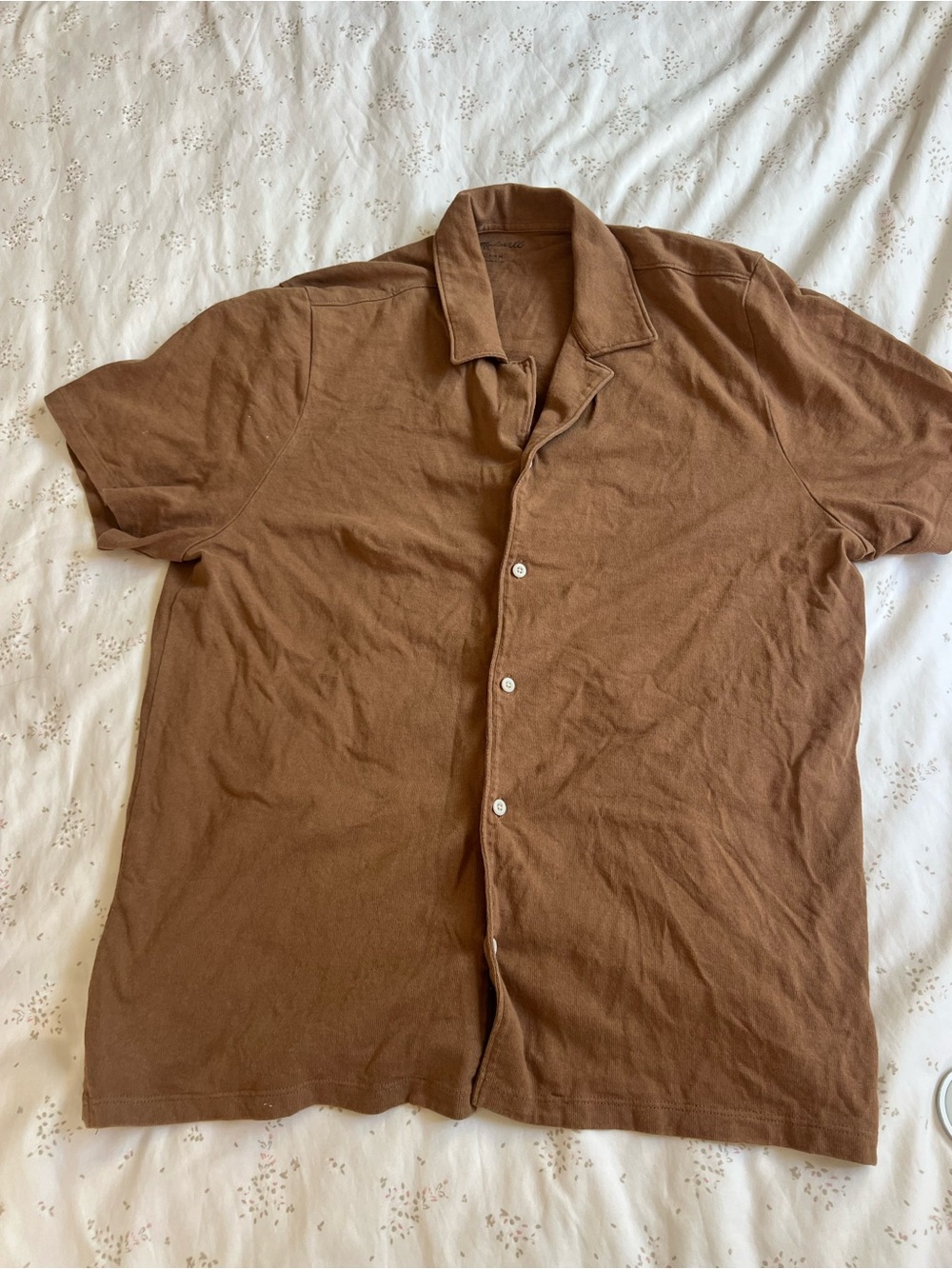 Madewell Men's Short-Sleeve Button Down Shirt in Chestnut Brown